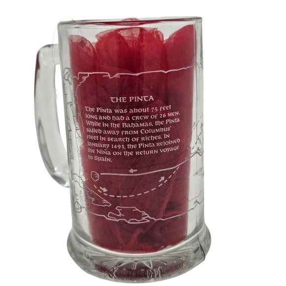 VTG Long John Silvers Columbus Voyage Nautical Sailing Ships Glass Mug Set of 3 - Picture 8 of 16